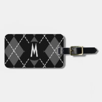 Argyle Pattern Monogram Luggage Tag