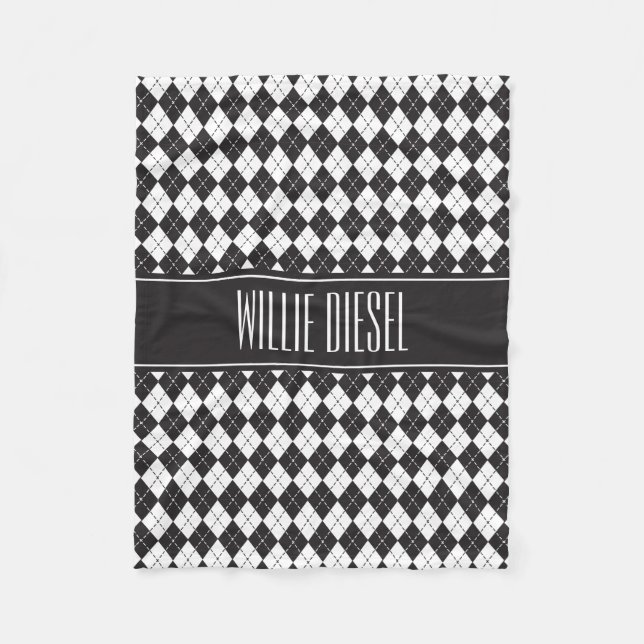 Argyle Pattern Personalized Doggie Blanket (Front)