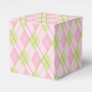 Argyle pattern pink green golf sport gift box