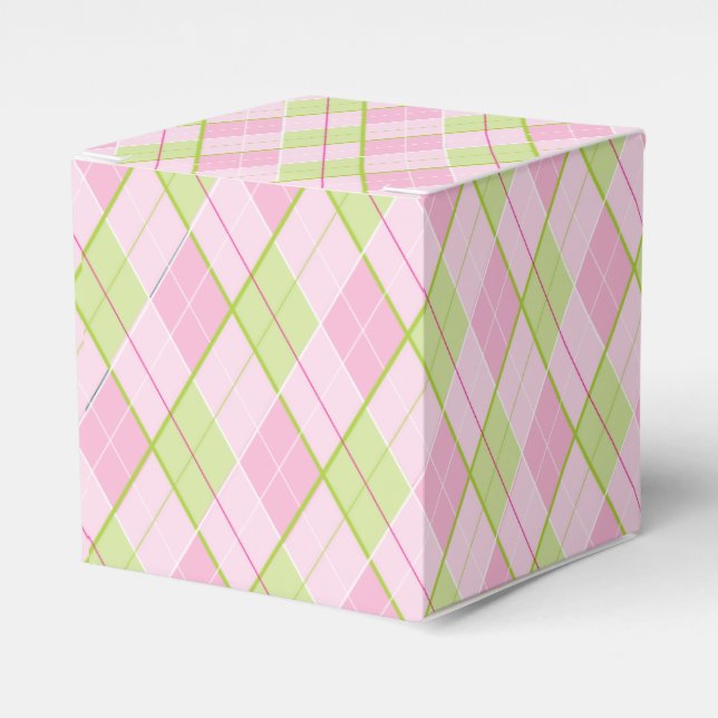 Argyle pattern pink green golf sport gift box (Front Side)