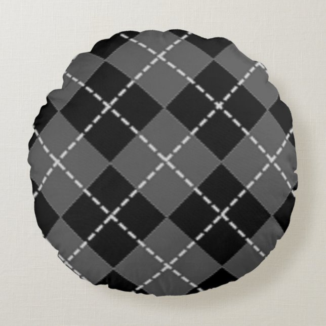 ARGYLE PATTERN ROUND PILLOW (Front)