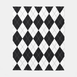 Argyle pattern seamless in black and white. Geomet Fleece Blanket