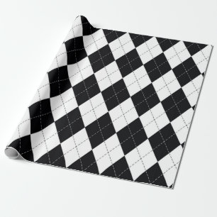 Argyle pattern seamless in black and white. Geomet Wrapping Paper