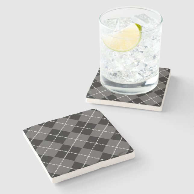 ARGYLE PATTERN STONE COASTER (Side)