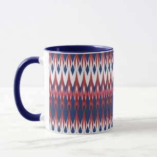 Argyle Pattern White Blue Red Ikat Technique Mug