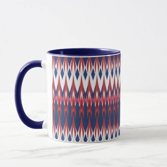 Argyle Pattern White Blue Red Ikat Technique      Mug (Left)