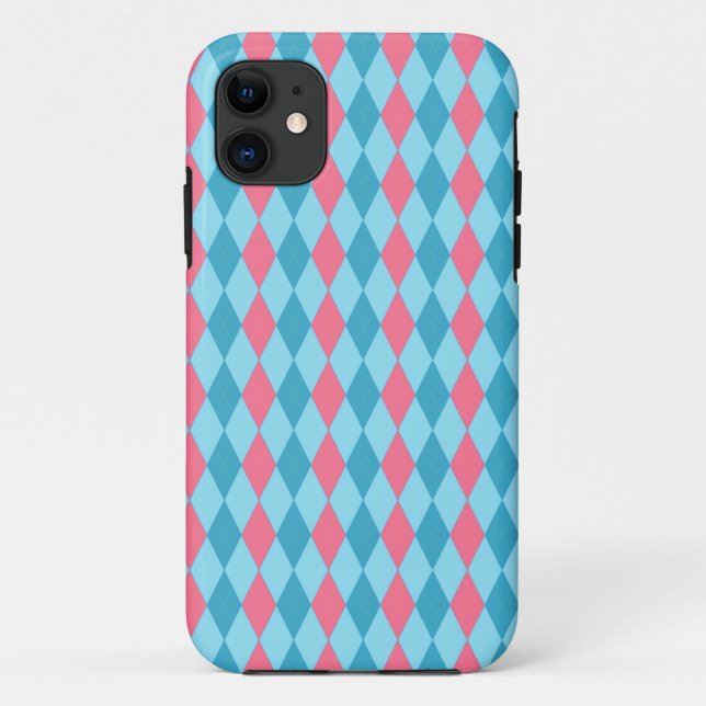Argyle Pink Blue Case-Mate iPhone Case (Back)