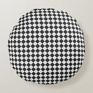 Argyle plaid. Scottish pattern in white and black Round Pillow