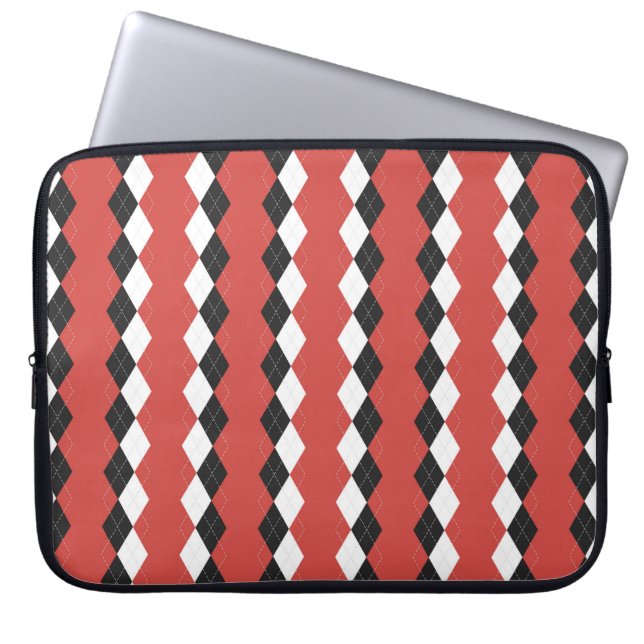 Argyle plaid. Scottish pattern in white,  black an Laptop Sleeve (Front)
