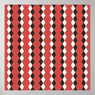 Argyle plaid. Scottish pattern in white,  black an Poster