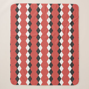 Argyle plaid. Scottish pattern in white,  black an Sherpa Blanket