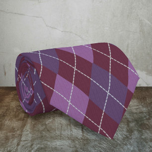 Argyle Plum and Burgundy Pattern - Elegant Dark Tie