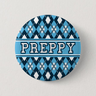 Argyle Preppy Badge Blue 2 Inch Round Button