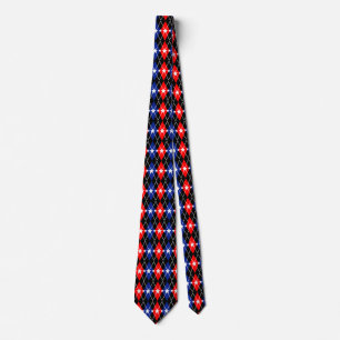 Argyle Red, White, and Blue Tie