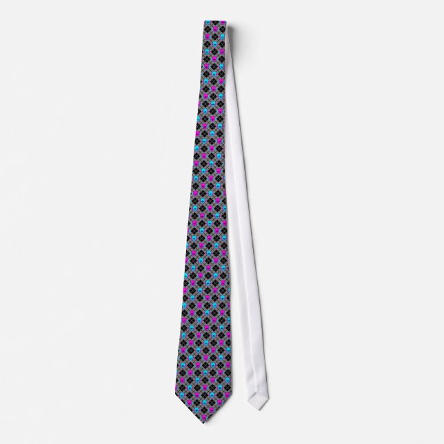 Argyle Skulls Blue Pink Diag. Stripes Tie (Front)