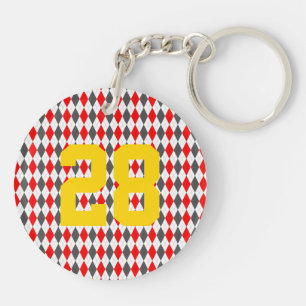 Argyle Sports Player NUMBER Preppy Team Fun Keychain