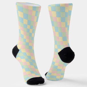 Argyle spring/Easter pastel coloured pattern Socks