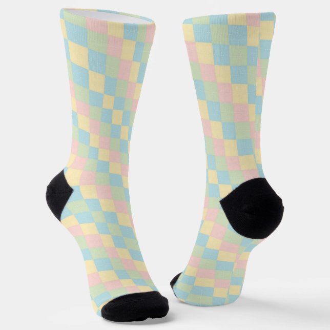 Argyle spring/Easter pastel coloured pattern Socks (Angled)