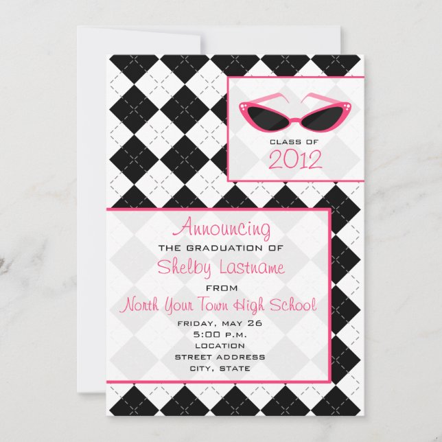 Argyle & Sunglasses 2012 Graduation Announcement (Front)