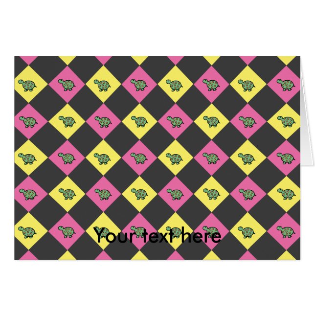 Argyle turtle pattern on black (Front Horizontal)