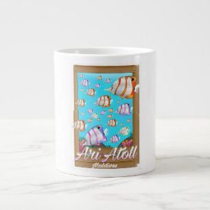 Ari Atoll Maldives travel poster Large Coffee Mug