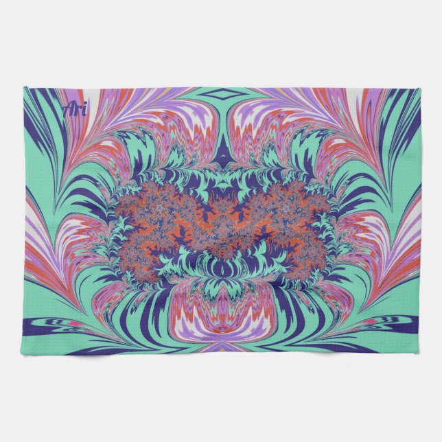 ARI ~ Blue Green Red Purple ~ 3D ~  Kitchen Towel (Horizontal)