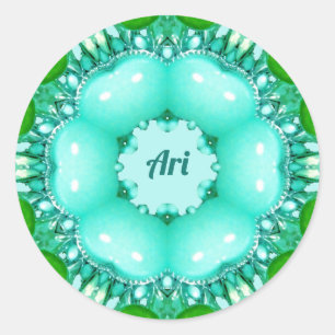 ARI ~ Bright Abstract Fractal Pattern ~ Classic Round Sticker