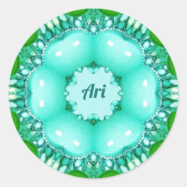 ARI ~ Bright Abstract Fractal Pattern ~  Classic Round Sticker (Front)