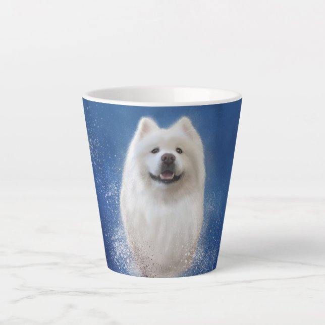 Ari the Samoyed collection BLUE Latte Mug (Front)