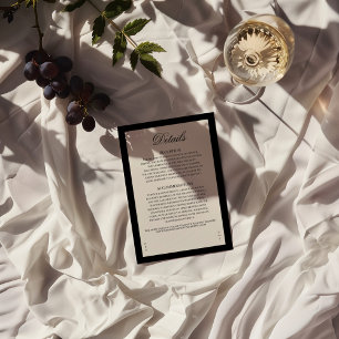 Aria Black Beige Wedding Details Enclosure Card