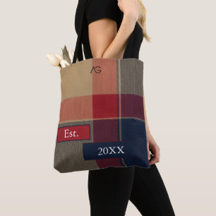 Aria Grace Camel Heritage British Tartan Plaid Tote Bag