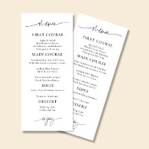 ARIA Minimalist Wedding Reception Menu Card
