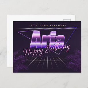 Aria Name First name purple postcard birthday