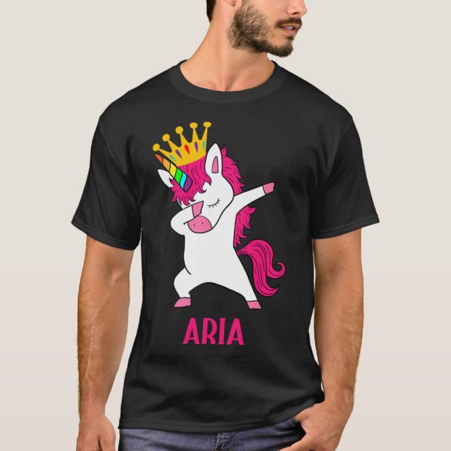 ARIA Personalized Dabbing Unicorn Queen T-Shirt (Front)