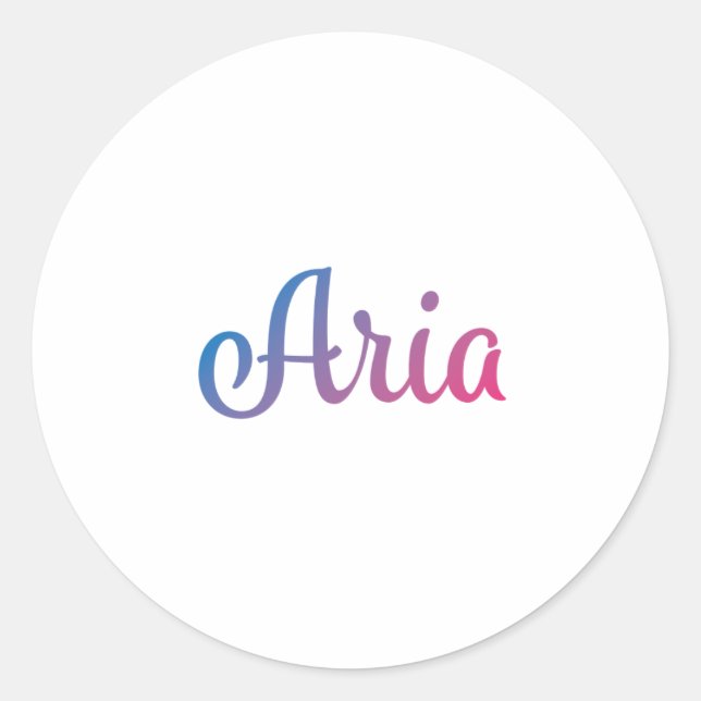Aria Stylish Cursive Classic Round Sticker (Front)