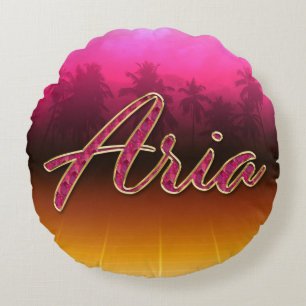 Aria Vorname Name golden pink Kissen Round Pillow