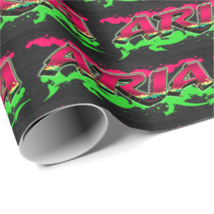 Aria Vorname Name Graffiti red green Wrapping Paper