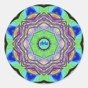 ARIA WOW! Pretty Green Lilac Blue Pink ~ Classic Round Sticker