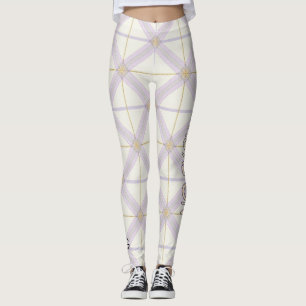 AriaGr Ivory & Lavender Luxe Plaid Pattern Vol 69 Leggings