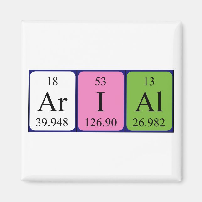 Arial periodic table name magnet (Front)