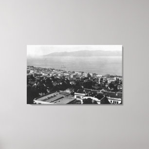 Arial View of Astoria, Oregon Photograph Canvas Print