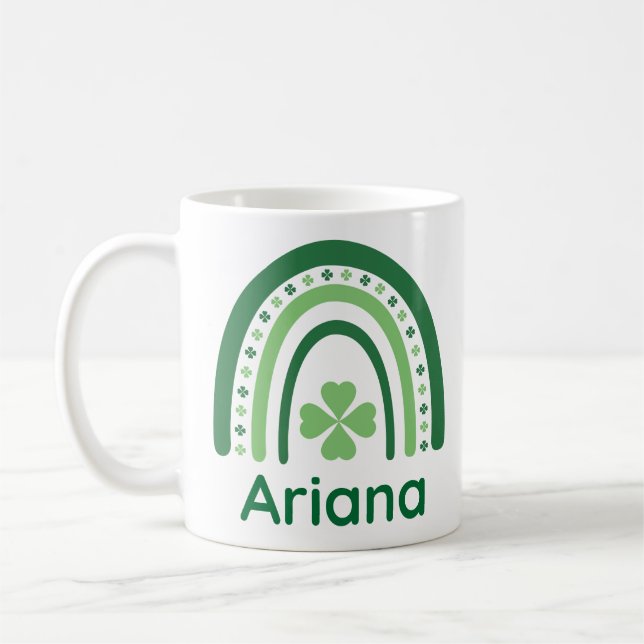 Ariana Name Clover Boho Rainbow Coffee Mug (Left)