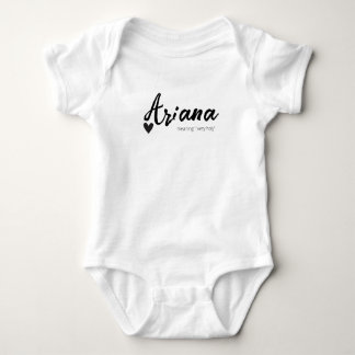 Ariana Name Reveal Meaning Minimal Modern Black Baby Bodysuit