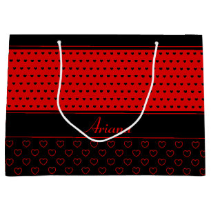 Ariana - Name Template, Elegant Red And Black Large Gift Bag