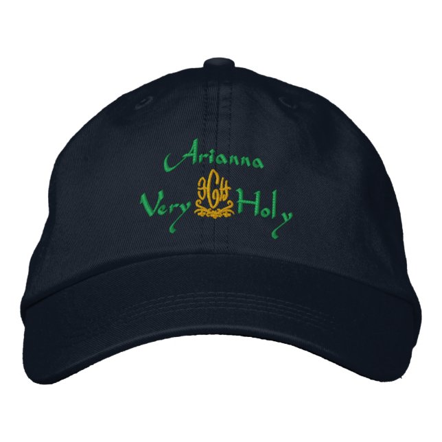Arianna Name With Italian Meaning Green Embroidered Hat (Front)
