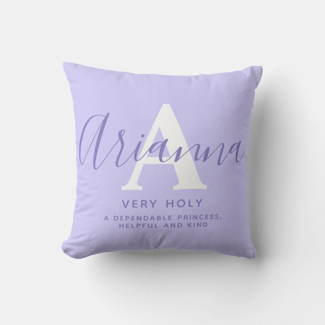 Arianna text blue purple name meaning throw pillow (Front)