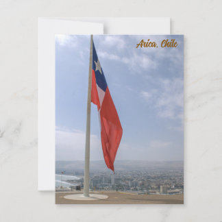 Arica, Chile, Morro de Arica, Flag / City View Postcard