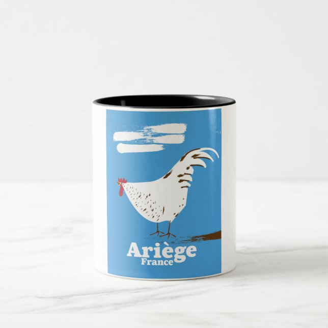 Ariège France travel poster. Two-Tone Coffee Mug (Center)