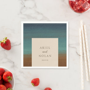 Ariel Abstract Coastal 3 Modern Wedding Napkin