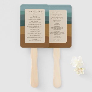 Ariel Abstract Coastal Modern Wedding Program Hand Fan